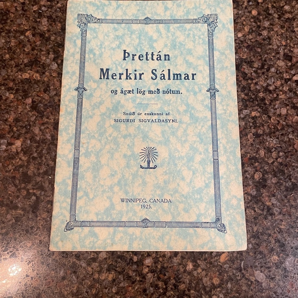 Vintage Icelandic Hymnal Winnipeg Canada 1925
